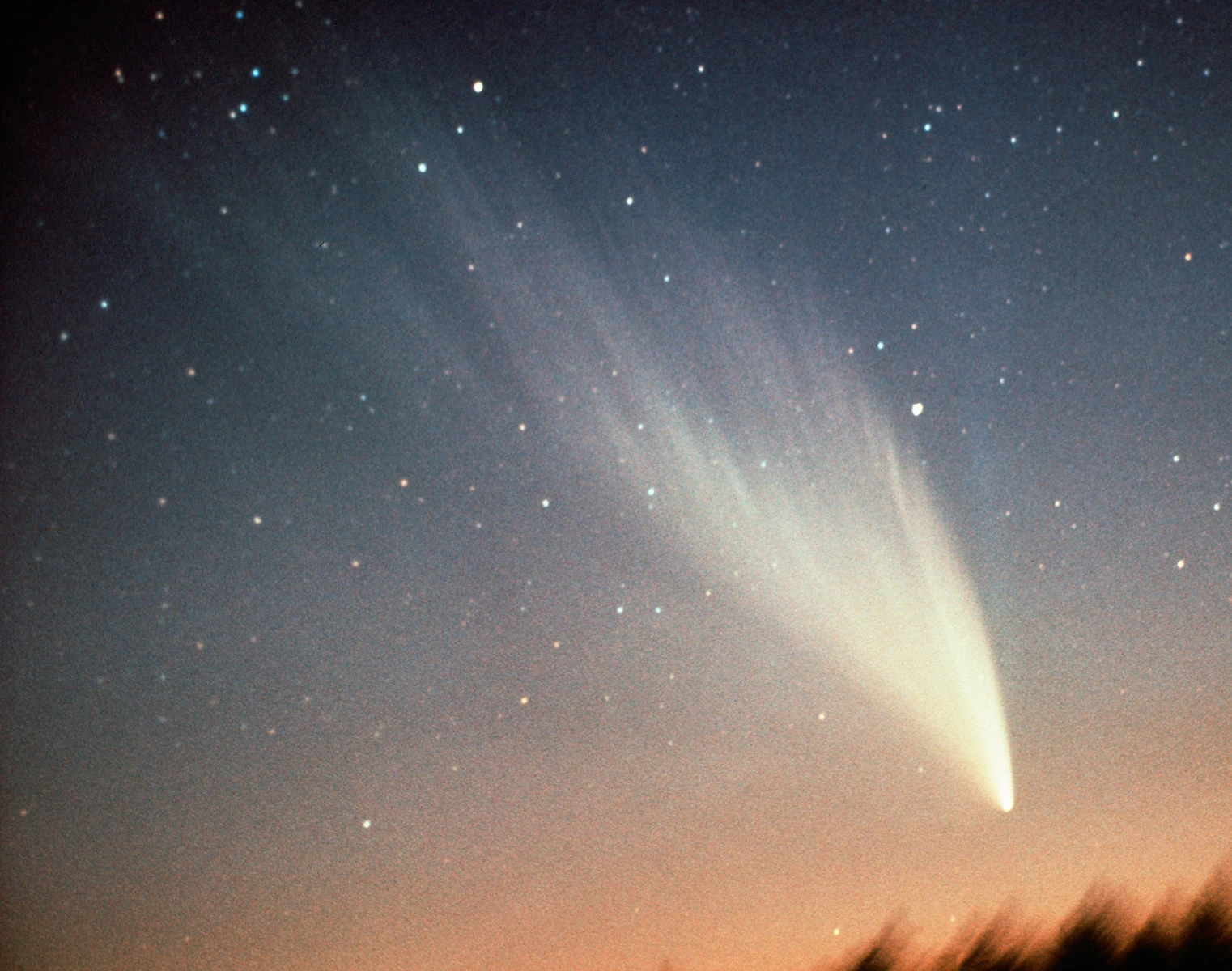 <p>Комета Веста 1975 года с характерным длинным хвостом</p>