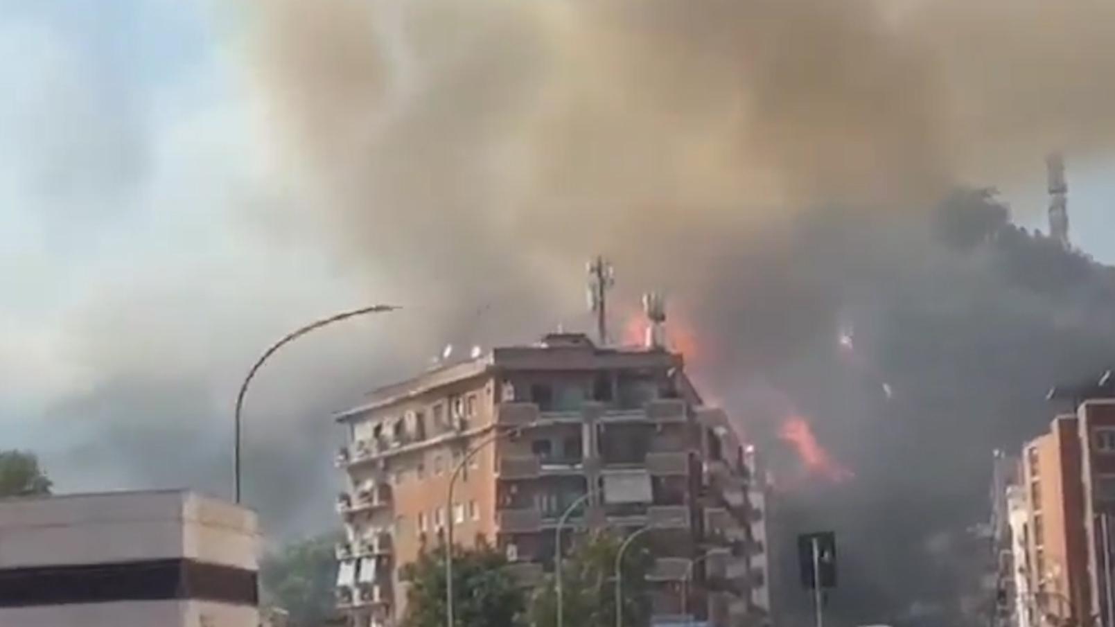 В районе холма Монте-Марио в Риме начался пожар. Видео