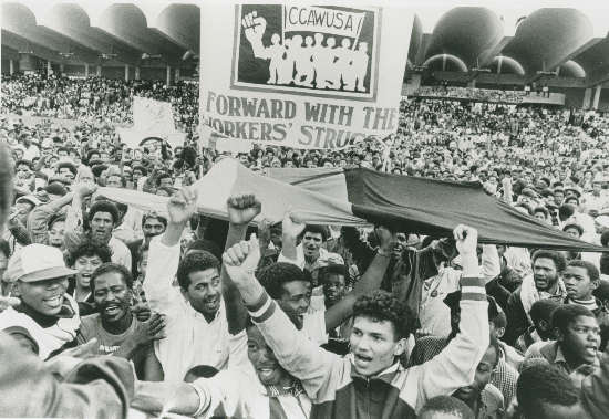 Рабочие на митинге в Западном Кейпе, 1986 год