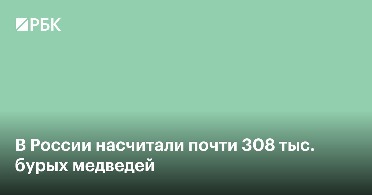 В России насчитали почти 308 тыс. бурых медведей