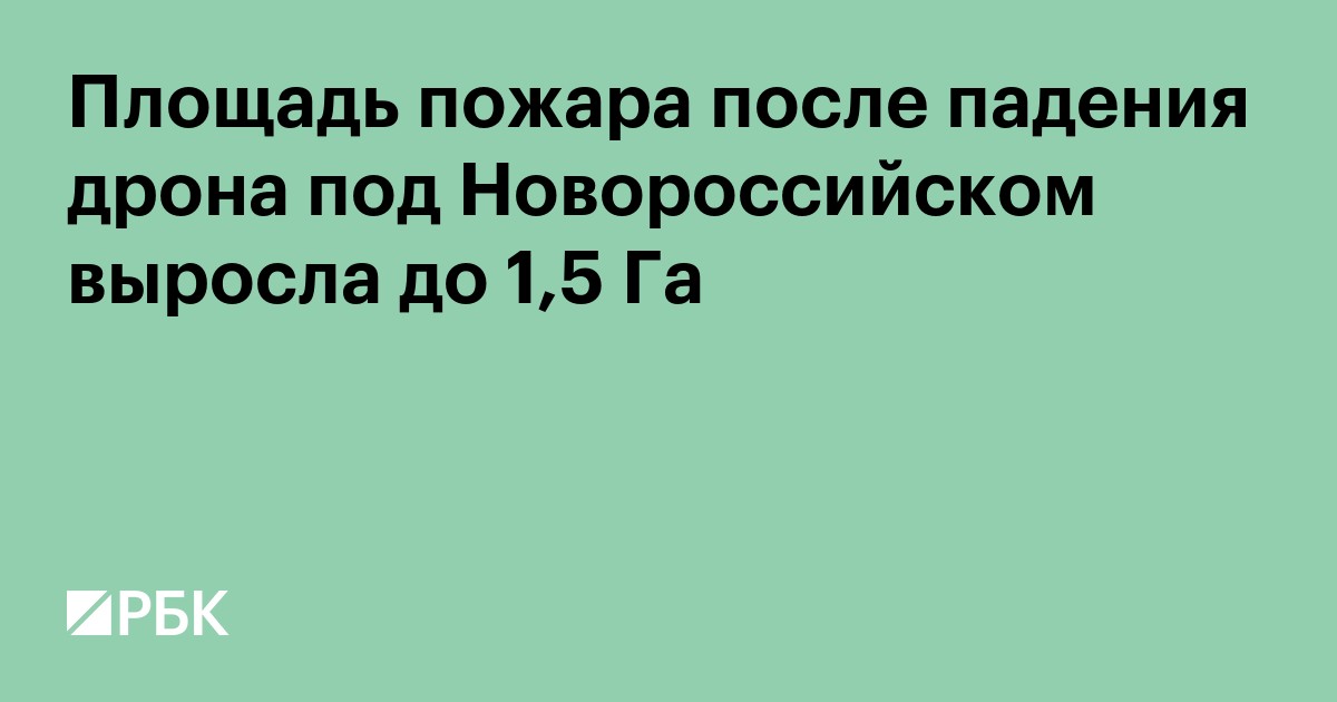 Площадь пожара после падения дрона под Новороссийском выросла до 1,5 Га