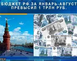 Профицит бюджета РФ за январь-август превысил 1 трлн руб.