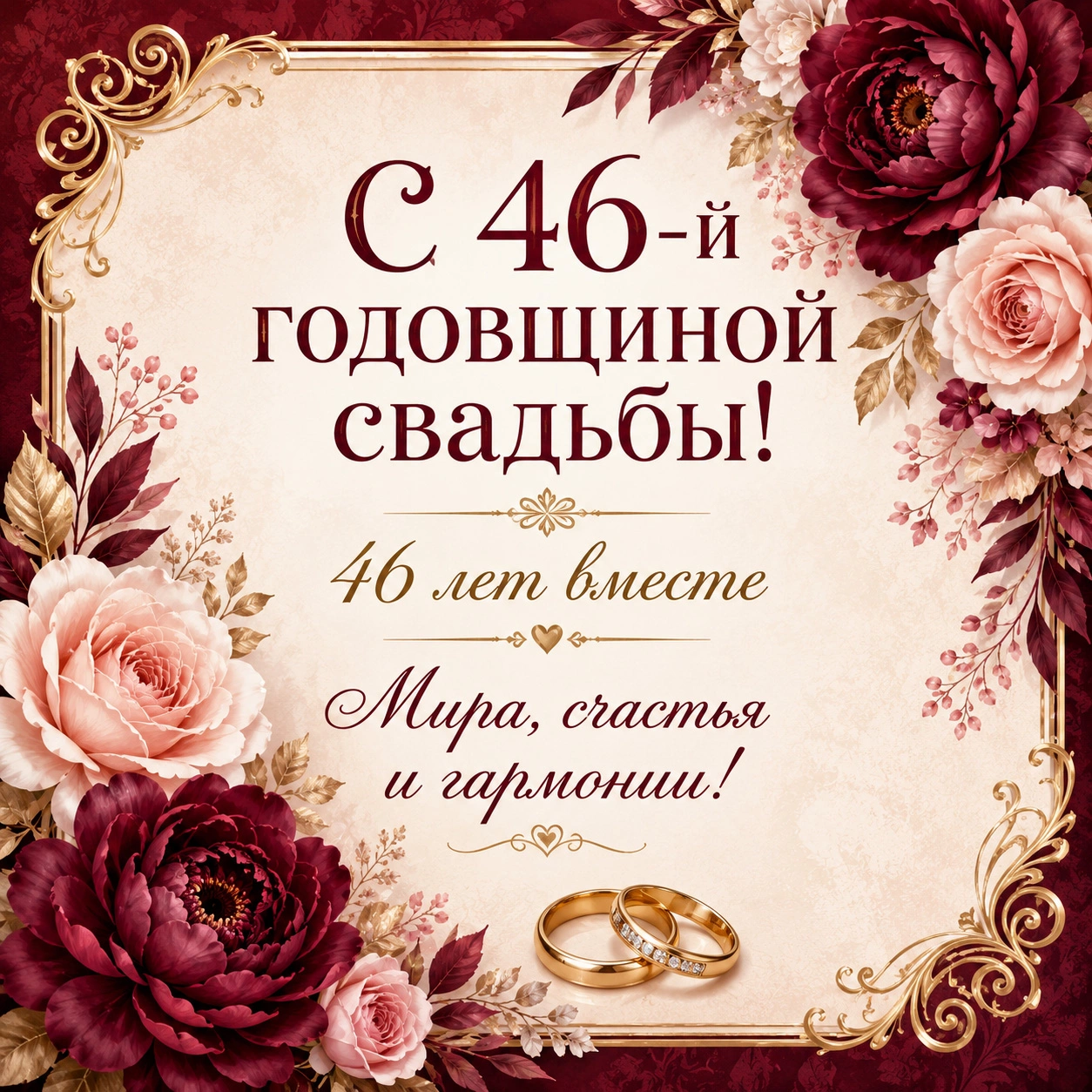Красивая открытка с 46-й годовщиной свадьбы