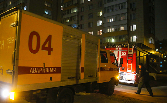Машина службы газа на Шелепихинской набережной, где произошла авария из-за перепада давления газа