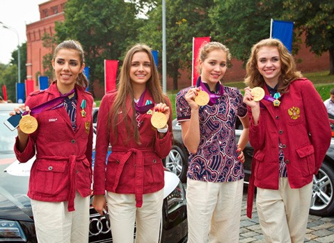 Вручение ключей от автомобилей Audi российским призерам Олимпиады