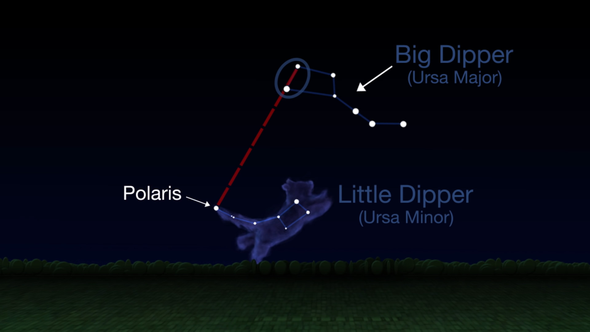Найти Полярную звезду можно с помощью созвездия Большая Медведица