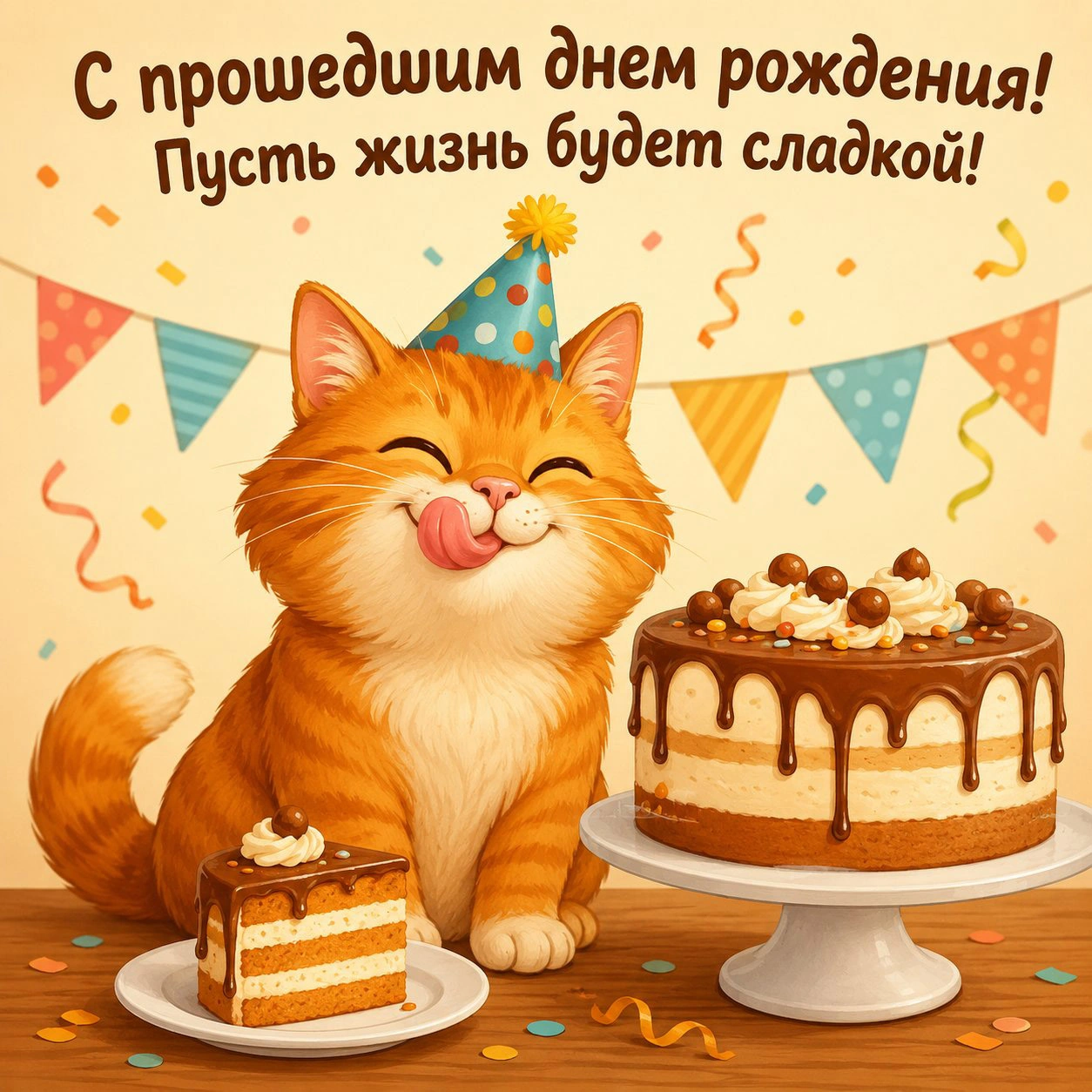Прикольная открытка с прошедшим днем рождения женщине
