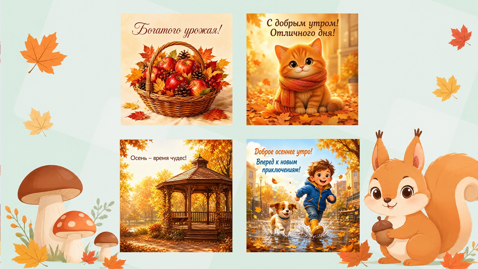 50+ красивых осенних открыток