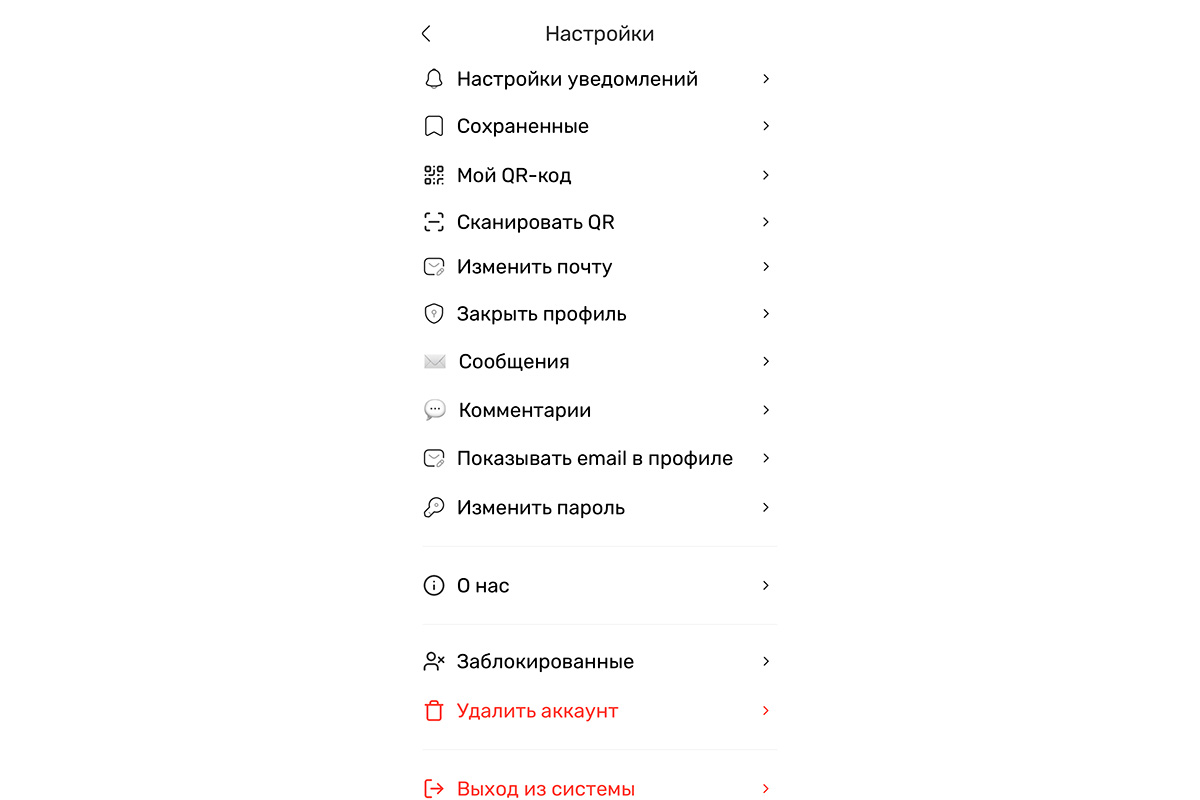Настройки в Bigchat