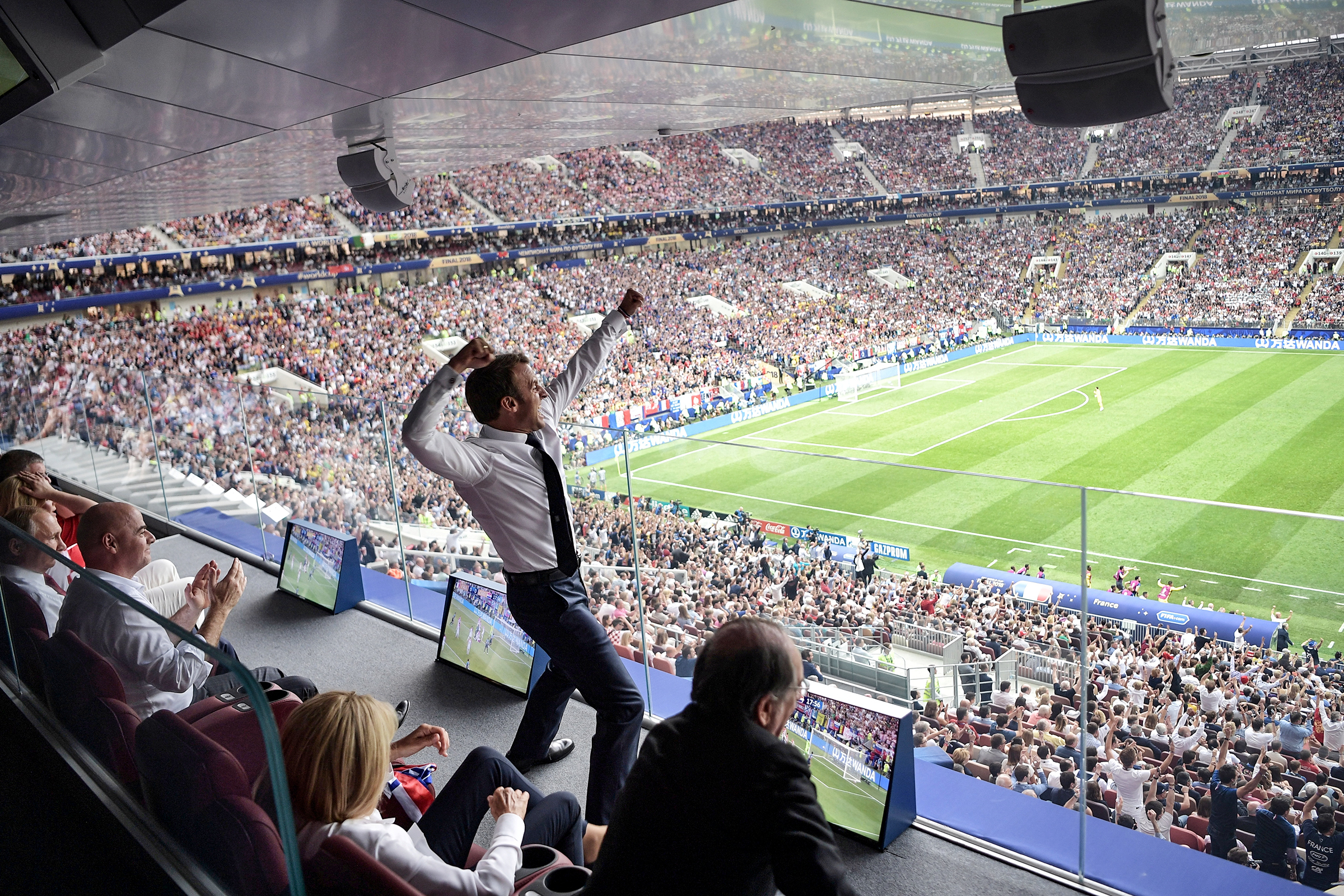 15 июля. Президент Франции Эмманюэль Макрон во время финального матча между командами Франции и Хорватии.

