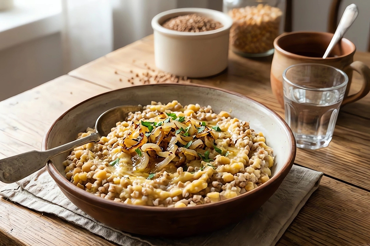 Тихвинскую кашу готовят из гороха и гречки