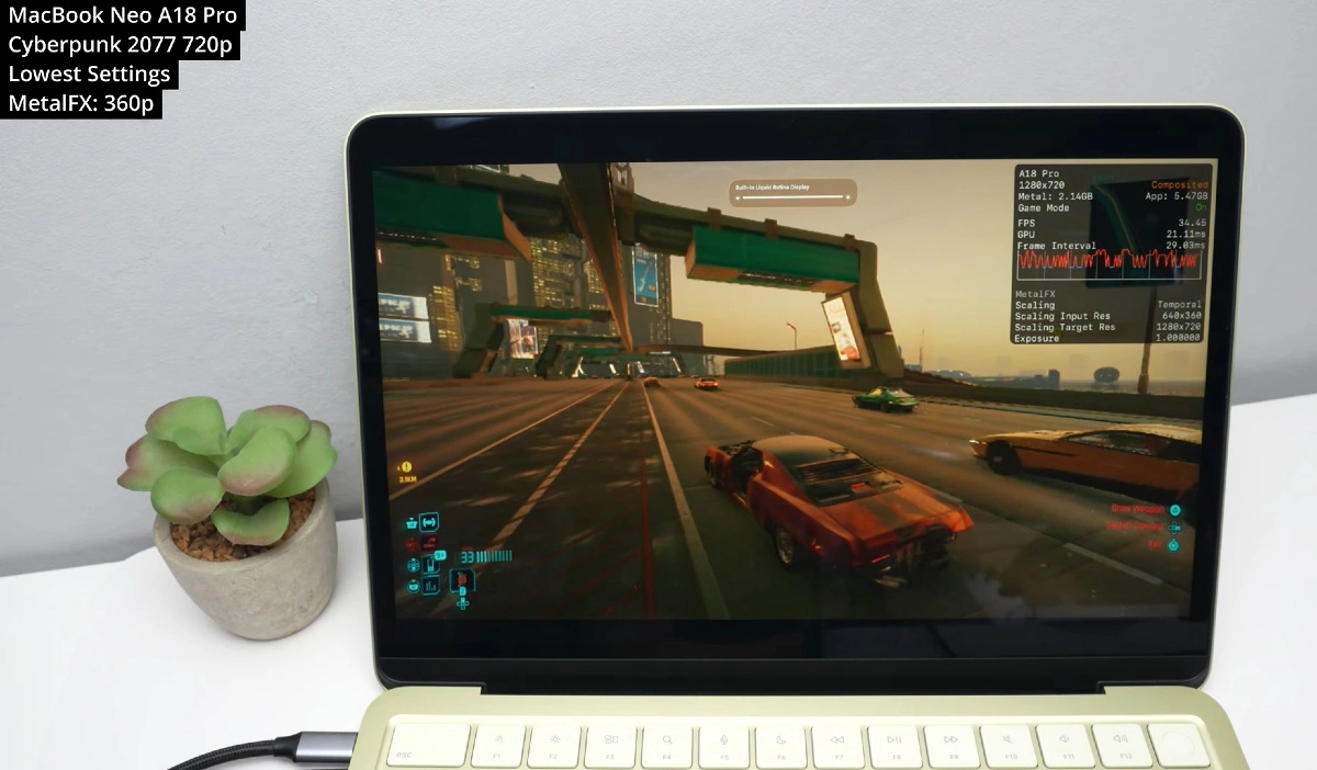 Cyberpunk 2077 на MacBook Neo