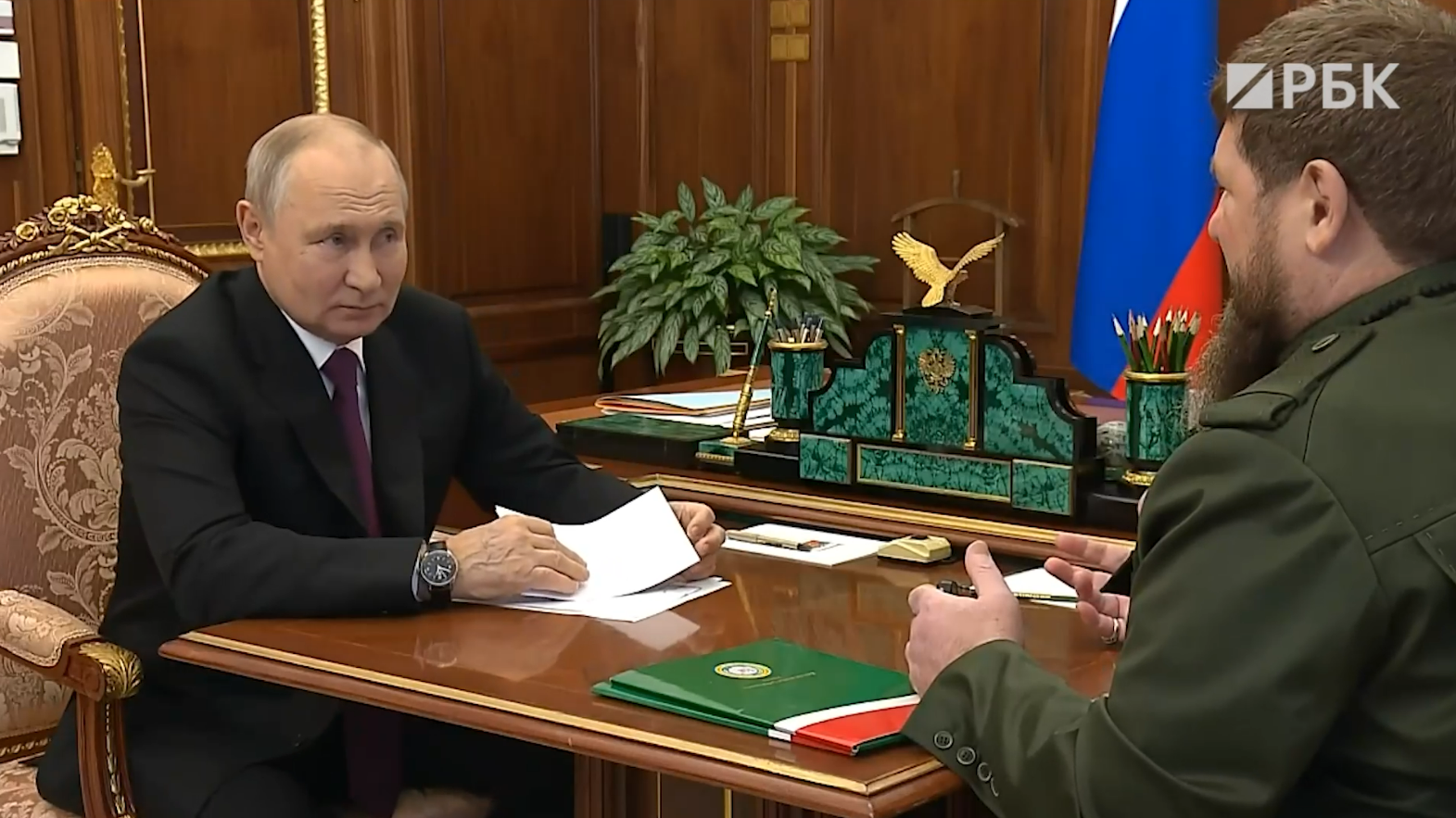 Владимир Путин провел встречу с Рамзаном Кадыровым. Видео