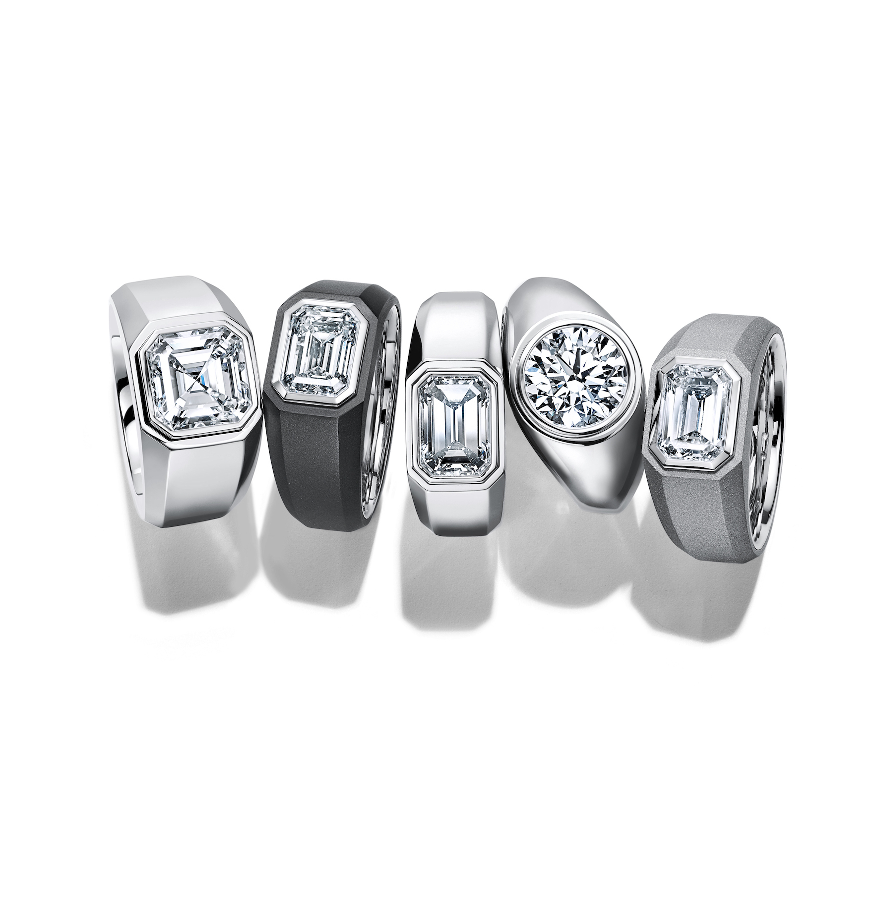 Мужские кольца Charles Tiffany Setting, титан, платина, бриллианты, Tiffany & Co.