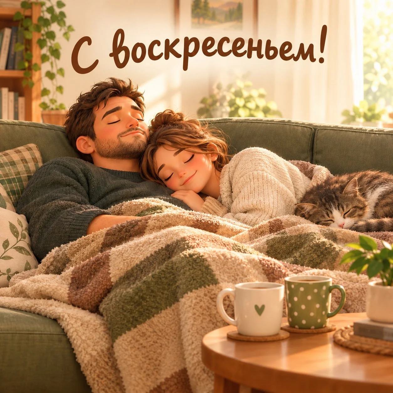 Уютная открытка с воскресеньем