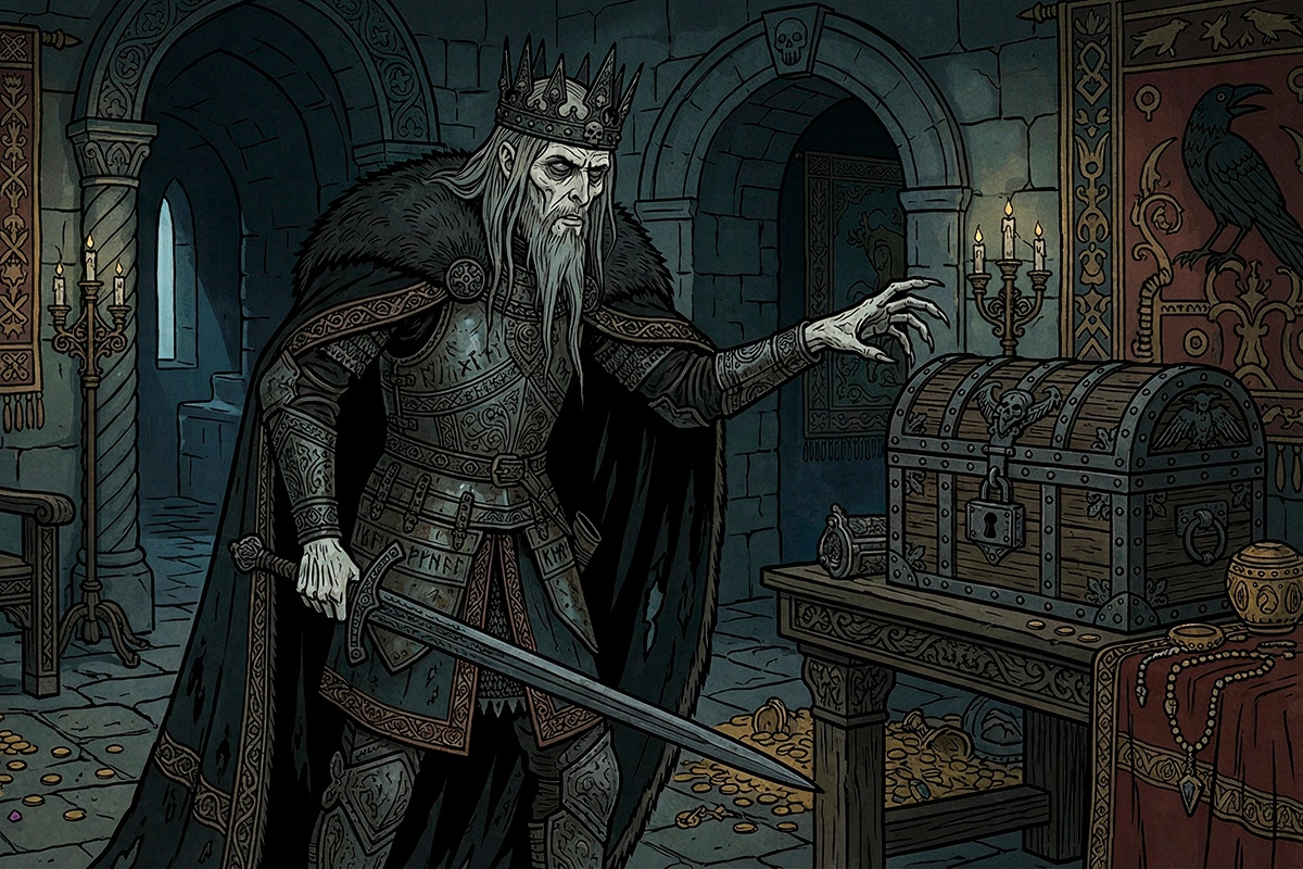 Кощей лишен гармонии и человеческих связей, его фигура — трагическая и пугающая