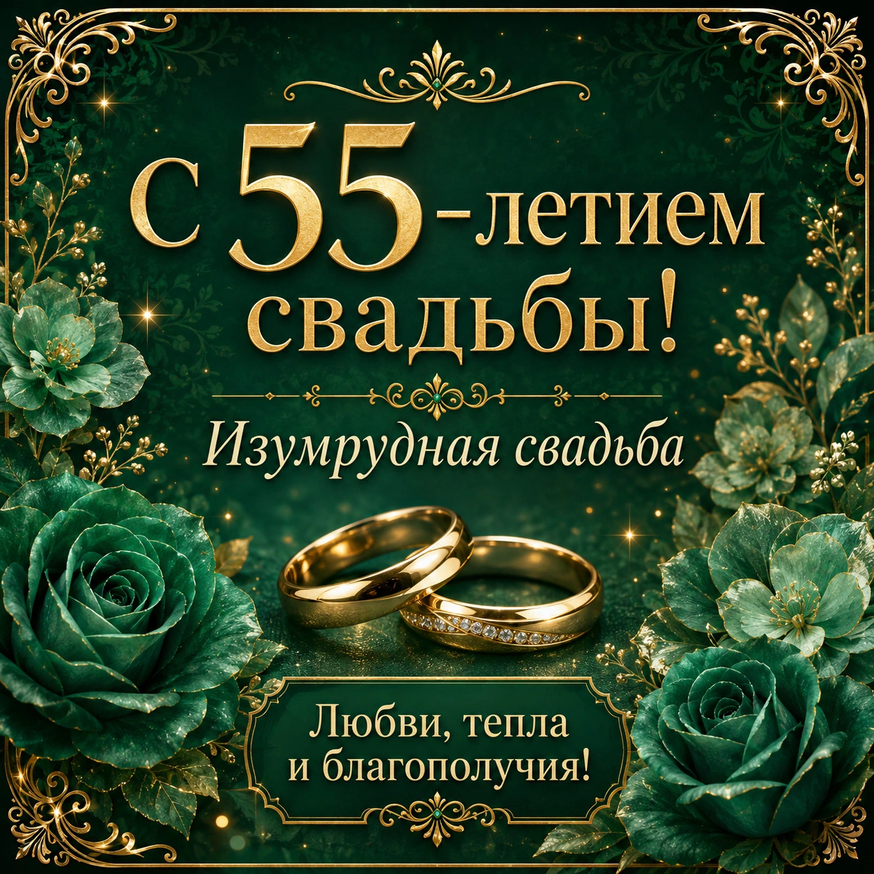 Открытка с 55-летием свадьбы и пожеланием любви, тепла и благополучия