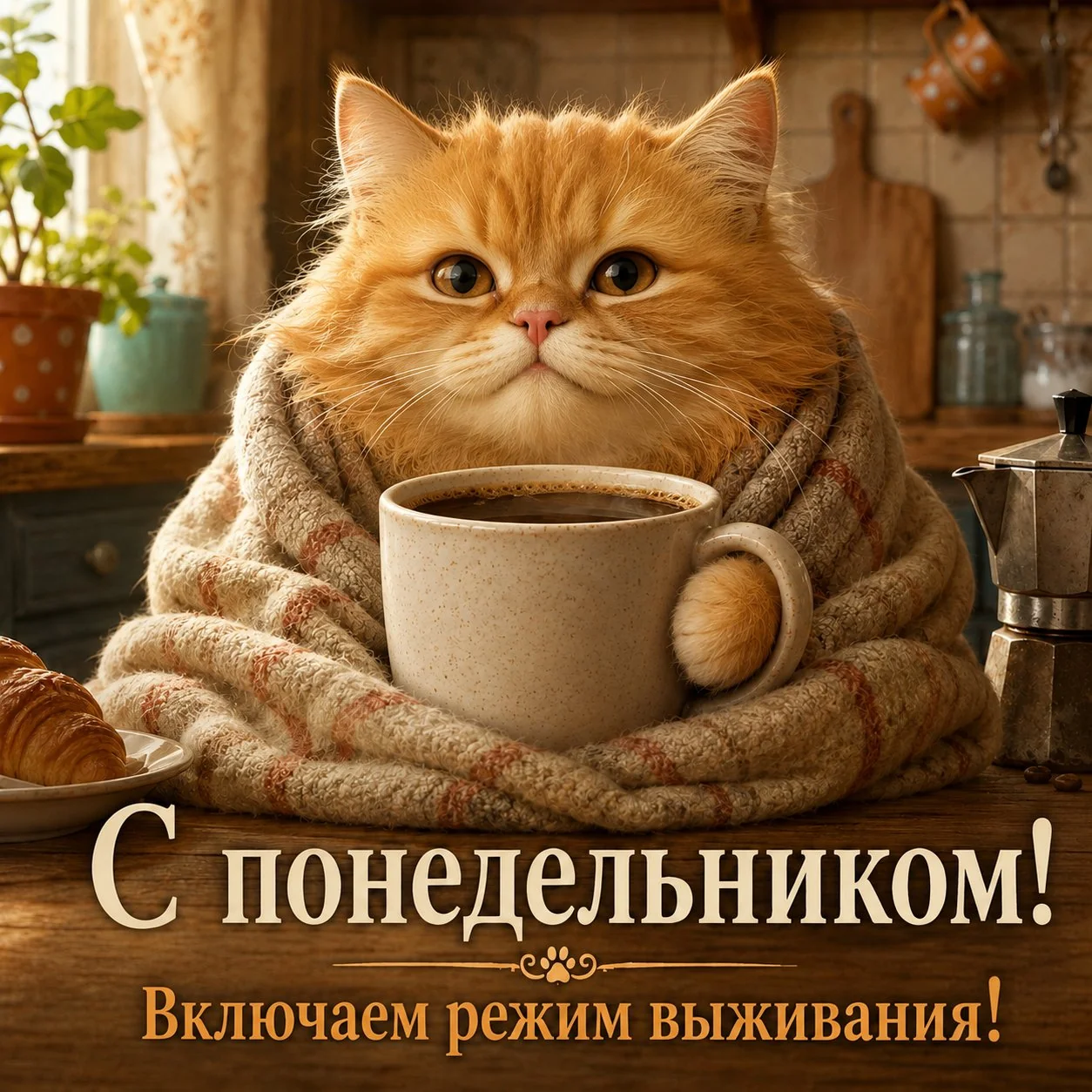 Прикольная открытка с котом