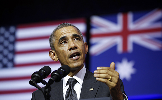 Президент США Барак Обама выступает в университете Квинсленда в рамках саммита G20 в Брисбене