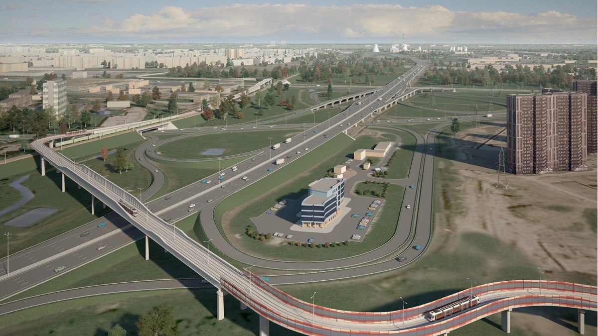 Эскиз участка трамвайной линии в Славянку