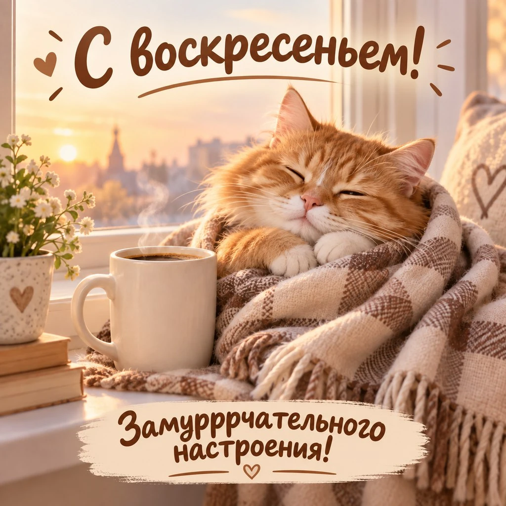Прикольная открытка с котом в пледе