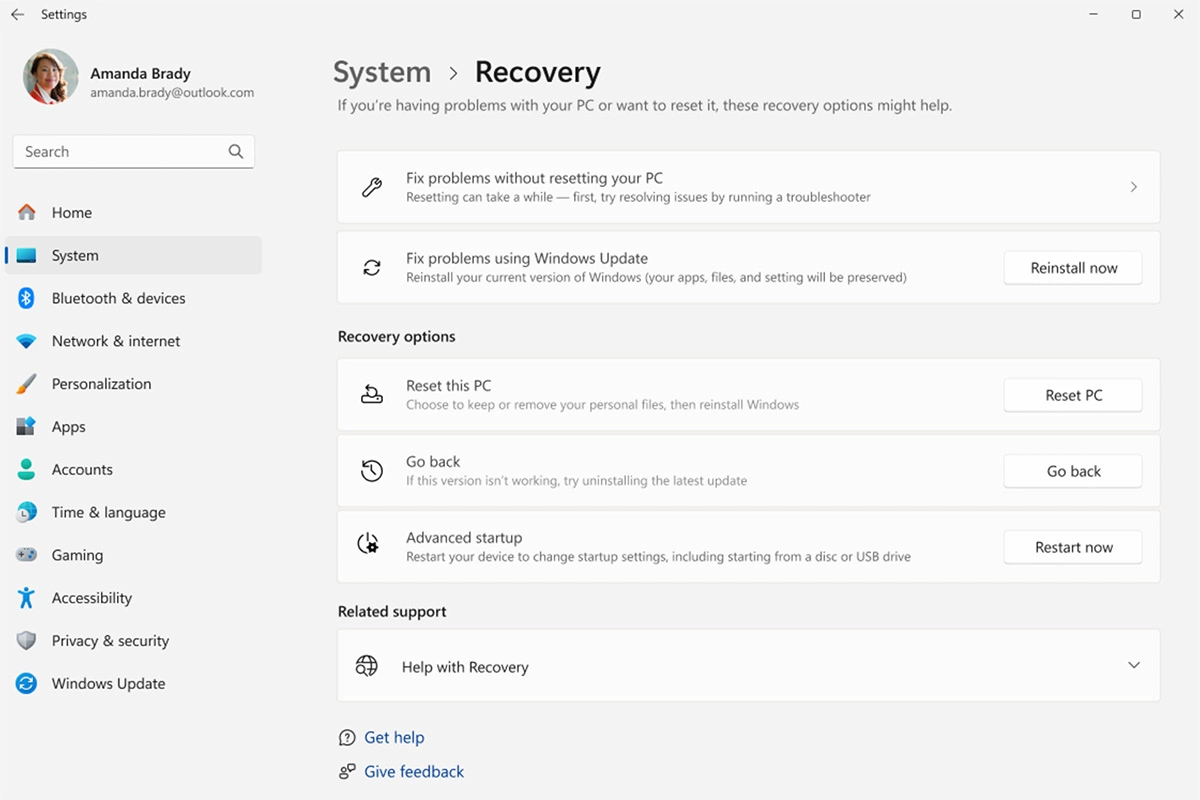 Опция «Исправить проблемы с помощью Центра обновления Windows»