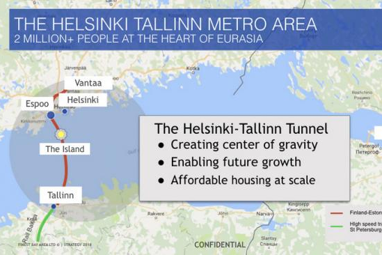 Планируемый маршрут тоннеля между Финляндией и Эстонией