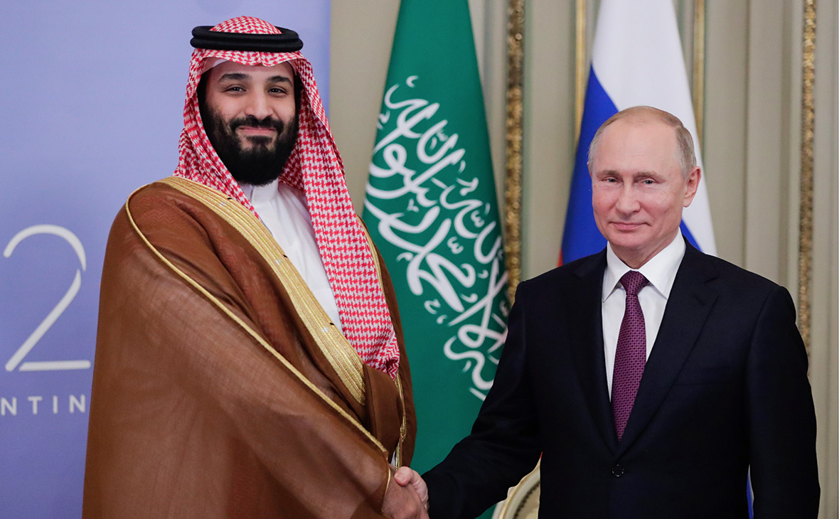 Мохаммед бен Салман&nbsp;и Владимир Путин (слева направо)