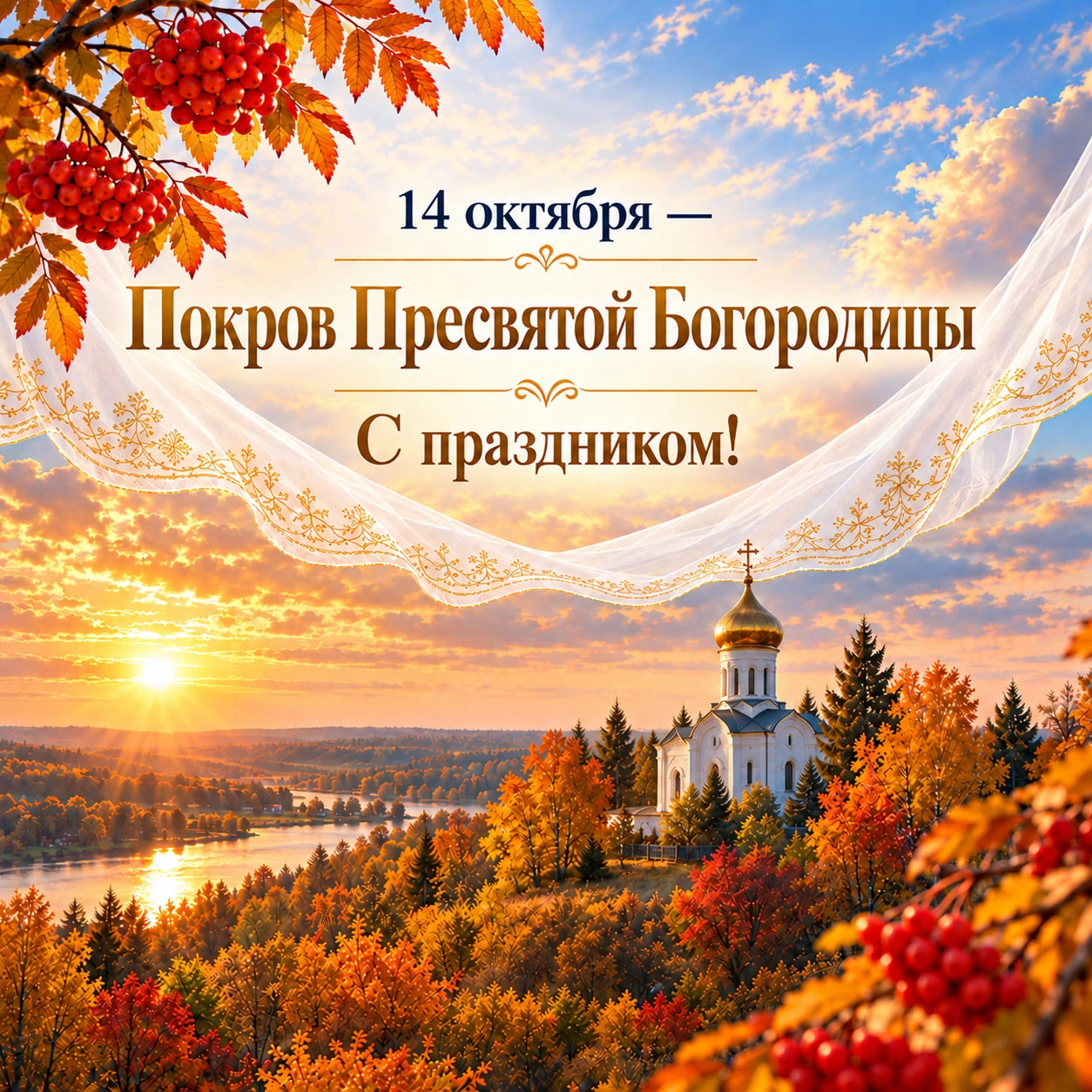 Поздравительная открытка к Покрову Пресвятой Богородицы