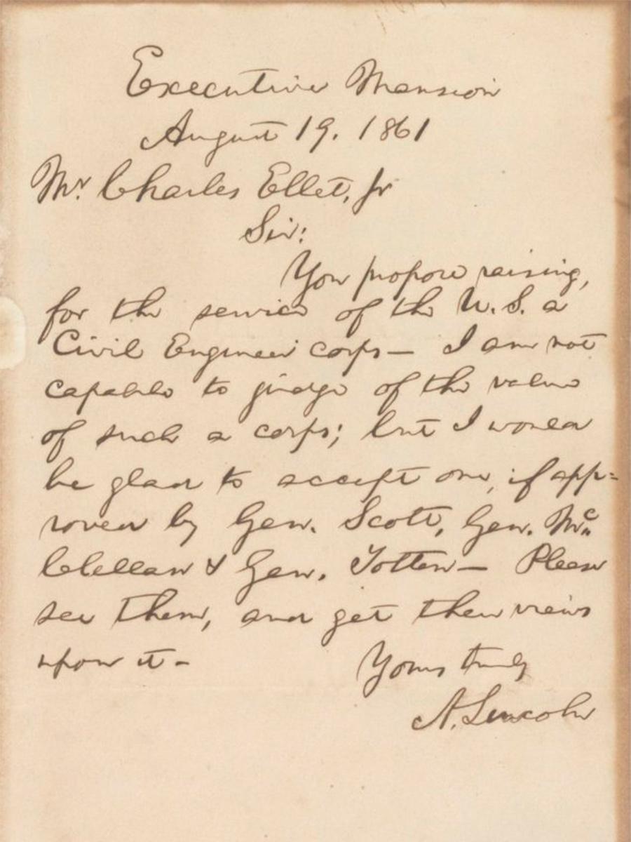 Письмо Авраама Линкольна, датированное 19 августа 1861 года