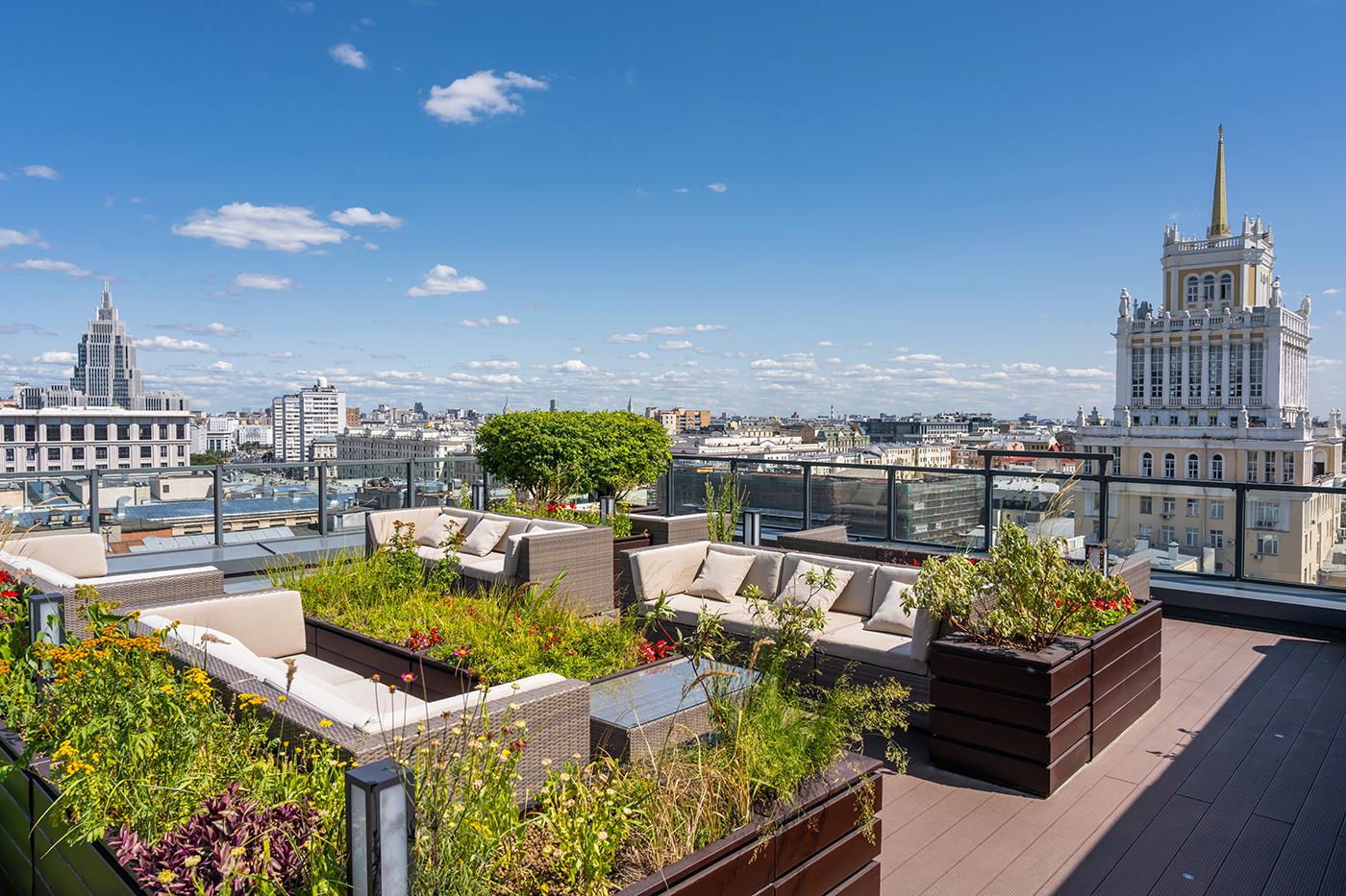 Лаундж-зона на крыше элитного ЖК «Сады Пекина»