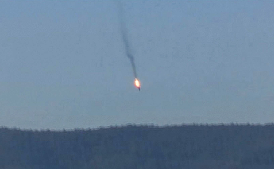 Сбитый российский самолет Су-24 в&nbsp;Сирии, кадр из&nbsp;видео