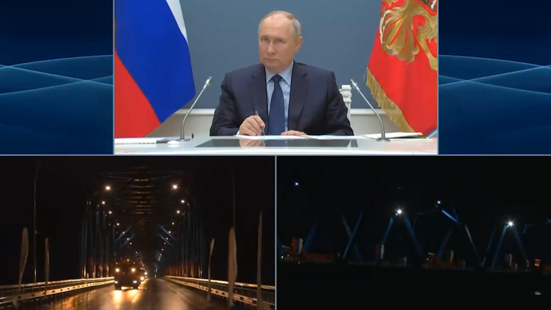 Путин открыл движение по мосту через Енисей в Красноярском крае. Видео