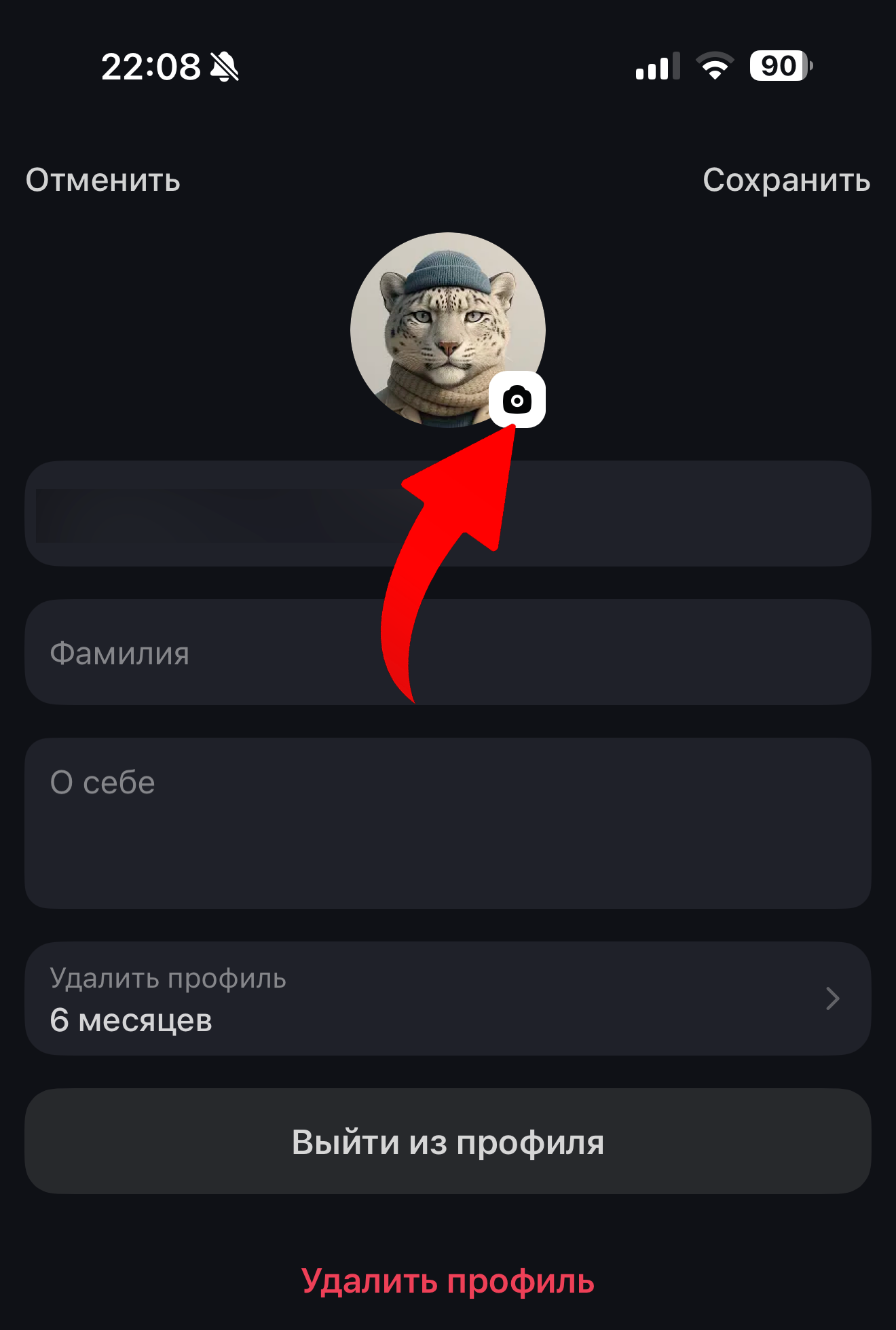 Cмена аватарки в мессенджере MAX на iPhone