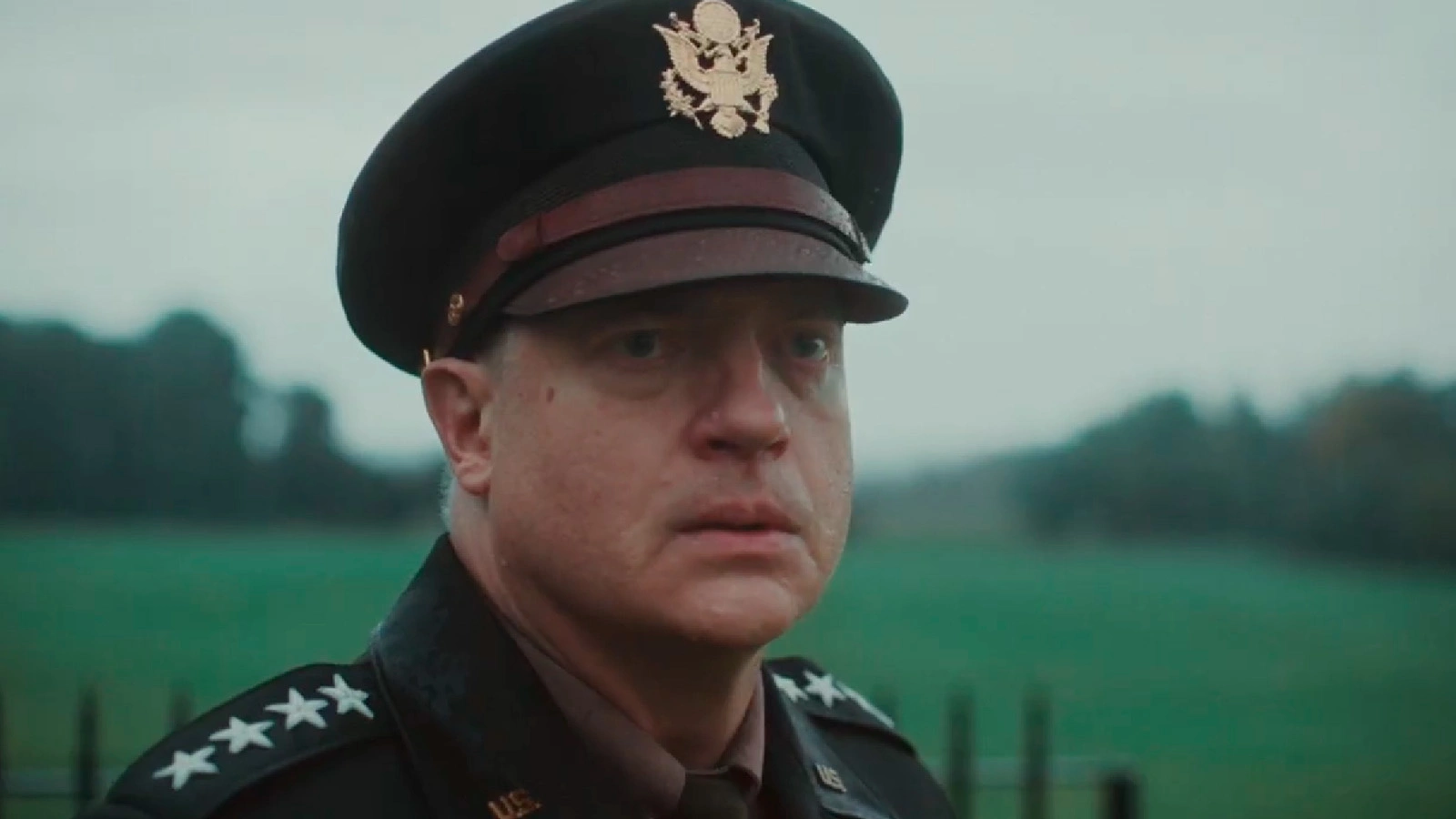 Актер Брендан Фрейзер в роли генерала Дуайта Эйзенхауэра, кадр из фильма «Давление», 2026 год