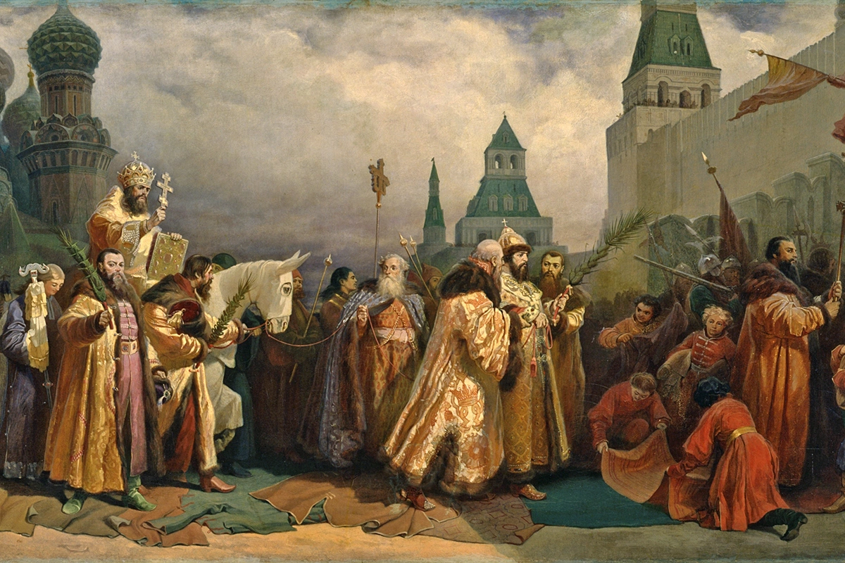 Картина Вячеслава Шварца «Шествие патриарха на осляти» (1865)