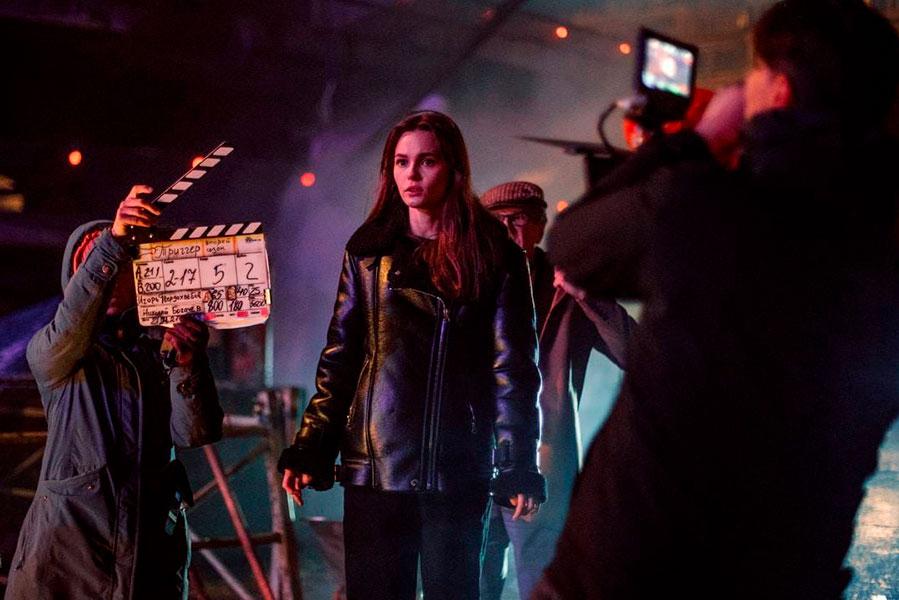 Ангелина Стречина на съемках сериала «Триггер»