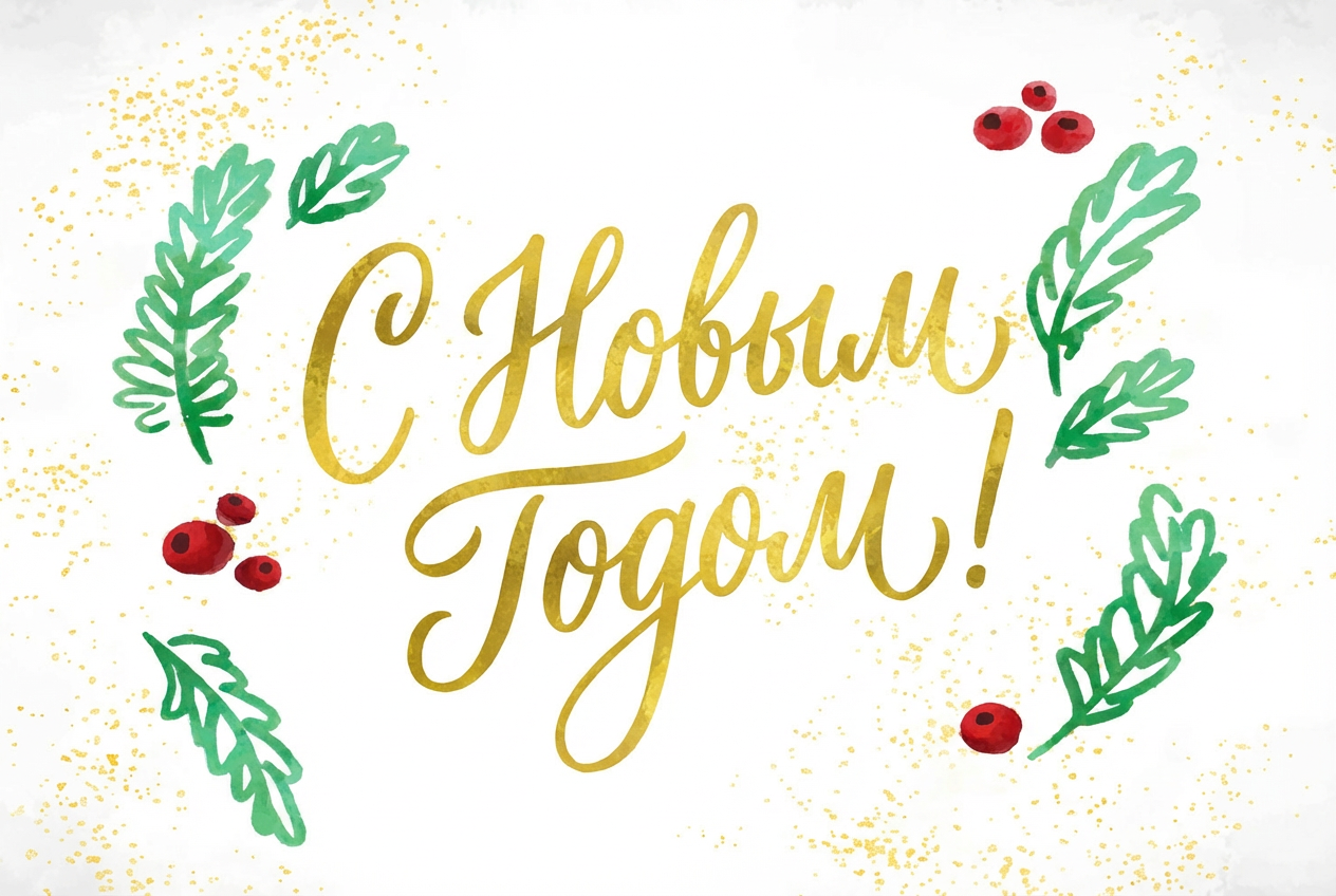 Красивая надпись «С Новым годом!»: 10 несложных и оригинальных вариантов