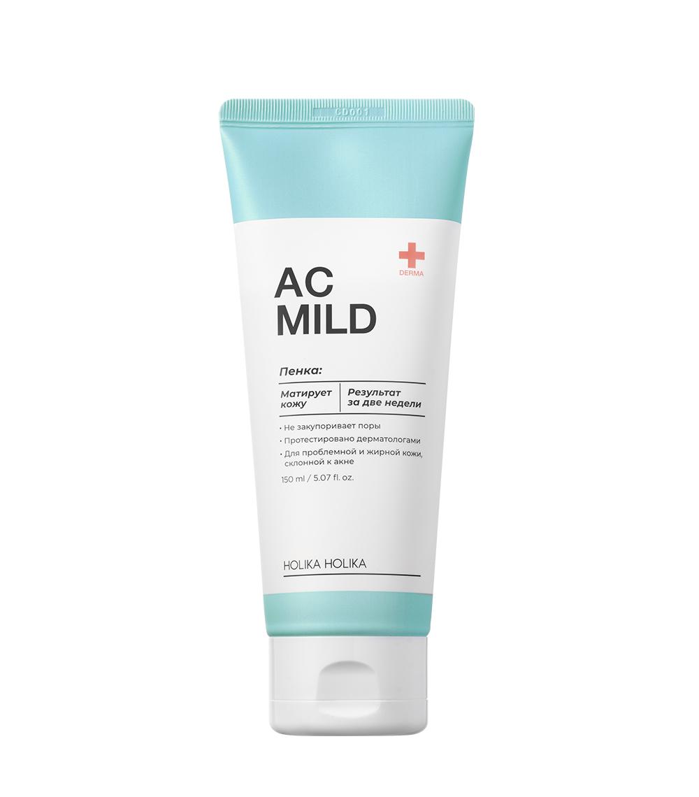 Очищающая пенка для лица против покраснений и акне для проблемной кожи AC Mild Cleansing Foam, Holika Holika, 875 руб. (Ozon)
