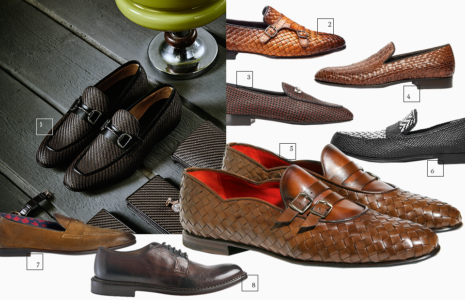 На существовавшее раньше предубеждение &mdash; плетеную из полосок кожи обувь можно носить только на курорте &mdash; теперь не стоит обращать внимания. Современную обувь подобного типа и элегантного внешнего вида можно, к примеру, надеть также в офис в casual Friday.

1 | Ermenegildo Zegna
2 | Santoni
3 | Giuseppe Zanotti
4 | Aldo Bru&egrave;
5 | Barrett
6 | Dolce &amp; Gabbana

Носить ботинки с винтажным эффектом стоит только
с неформальной одеждой.

7 | Doucal&#39;s
8 | Doucal&#39;s
