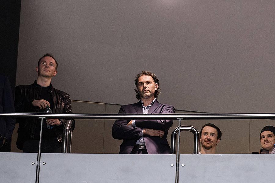 Caption: 190511 Jaromir Jagr in the stands during the 2019 IIHF Ice hockey Eishockey World Championship WM Weltmeisterschaft game between Norway and Czech Republic on May 11, 2019 in Bratislava.&nbsp; 