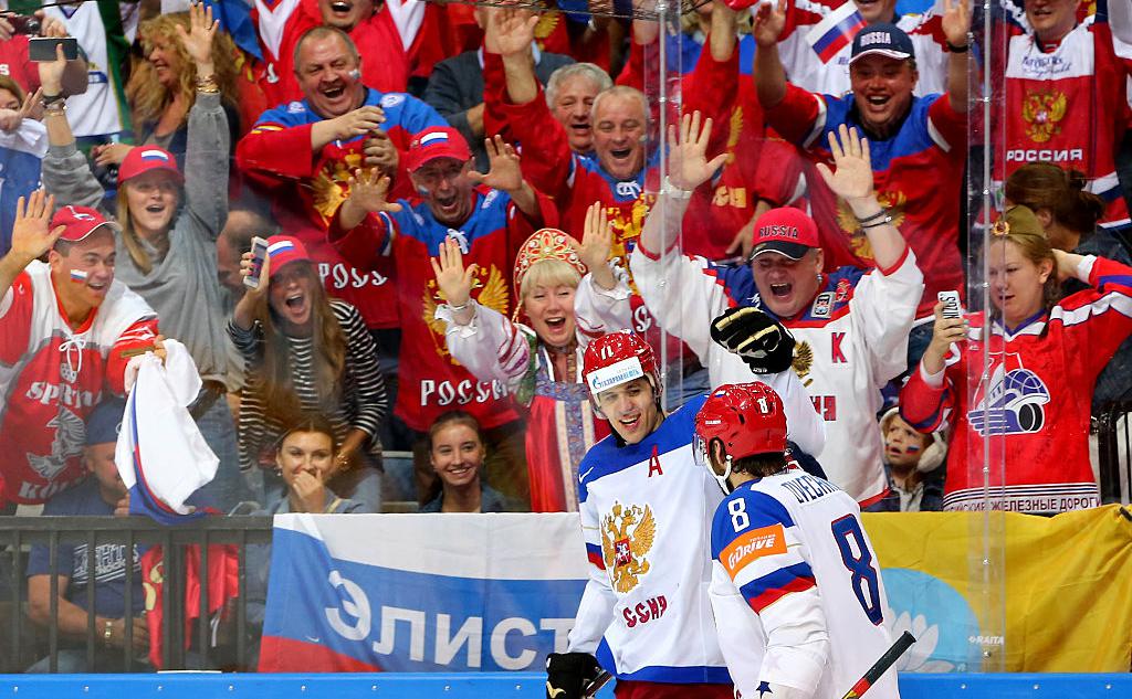 Евгений Малкин и Александр Овечкин в сборной России в 2015 году
