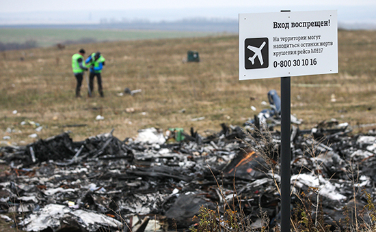 Работа экспертов на месте падения малайзийского самолета (рейс MH17) в Донецкой области, ноябрь 2014 г.