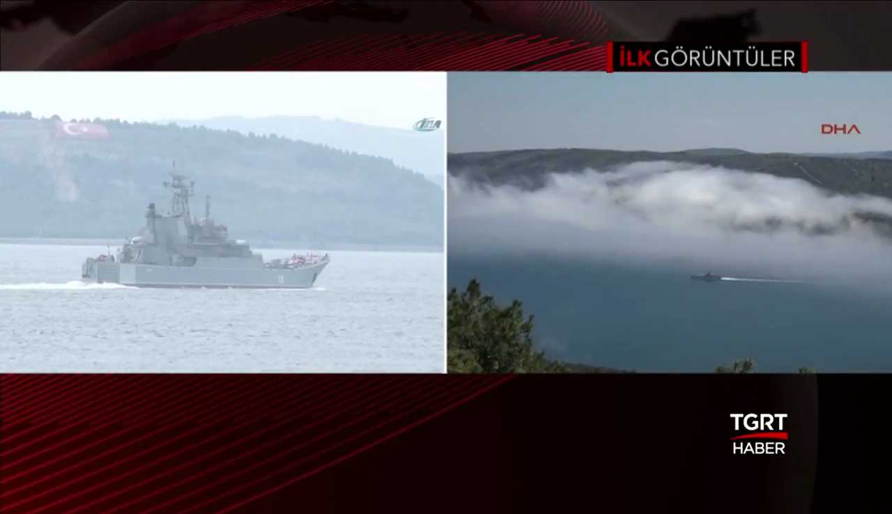 Российский военный корабль из-за тумана столкнулся с судном