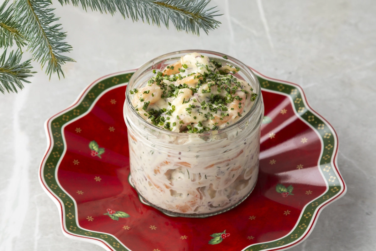 Скаген из северных креветок с икрой ряпушки