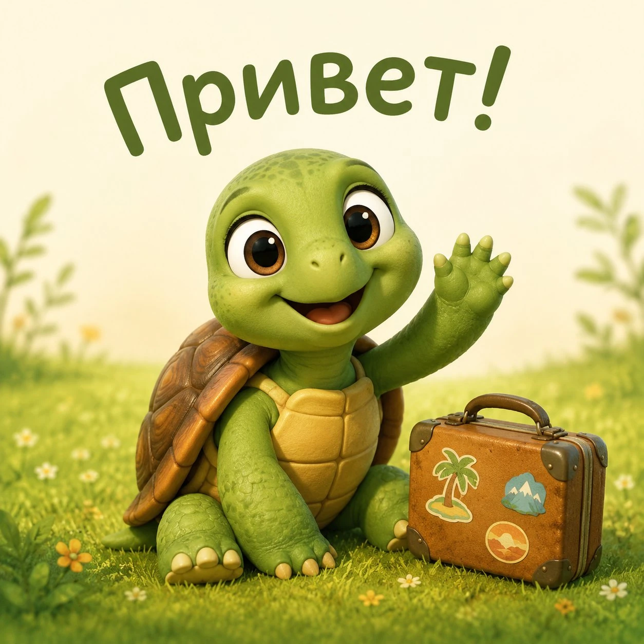 Смешная открытка с черепахой