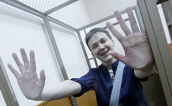 Надежда Савченко&nbsp;во время оглашения приговора в Донецком областном суде


