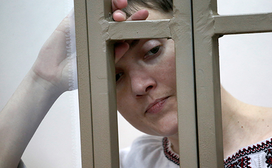 Надежда Савченко во&nbsp;время повторного допроса в&nbsp;Донецком городском суде, февраль 2016 года


