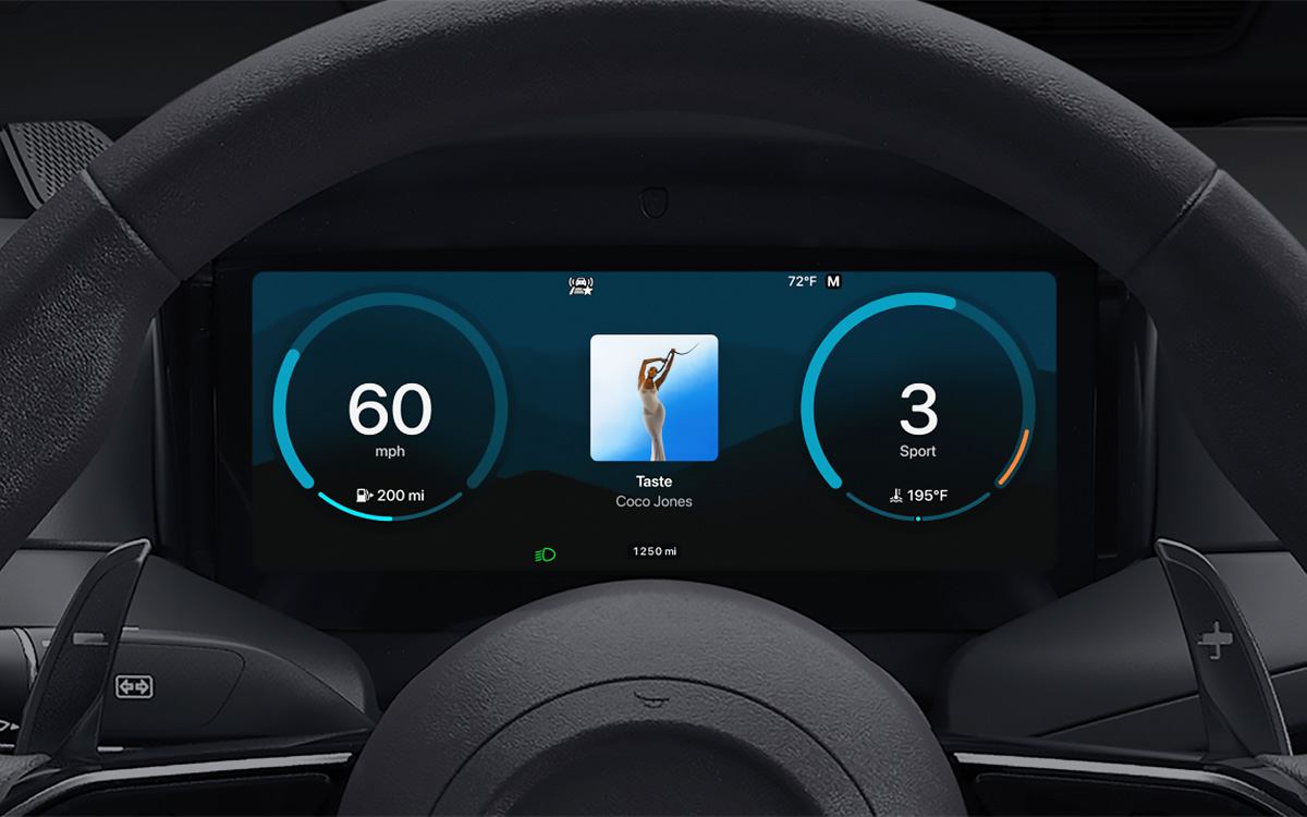Ключевой особенностью CarPlay Ultra является возможность взаимодействия смартфона со всеми экранами в машине, включая приборную панель. Водитель вправе сам решать, что выводить на приборную панель: информацию с айфона или штатную графику от автопроизводителя