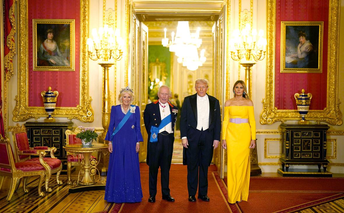 Камилла, Карл III, Дональд Трамп и Мелания Трамп (слева направо)